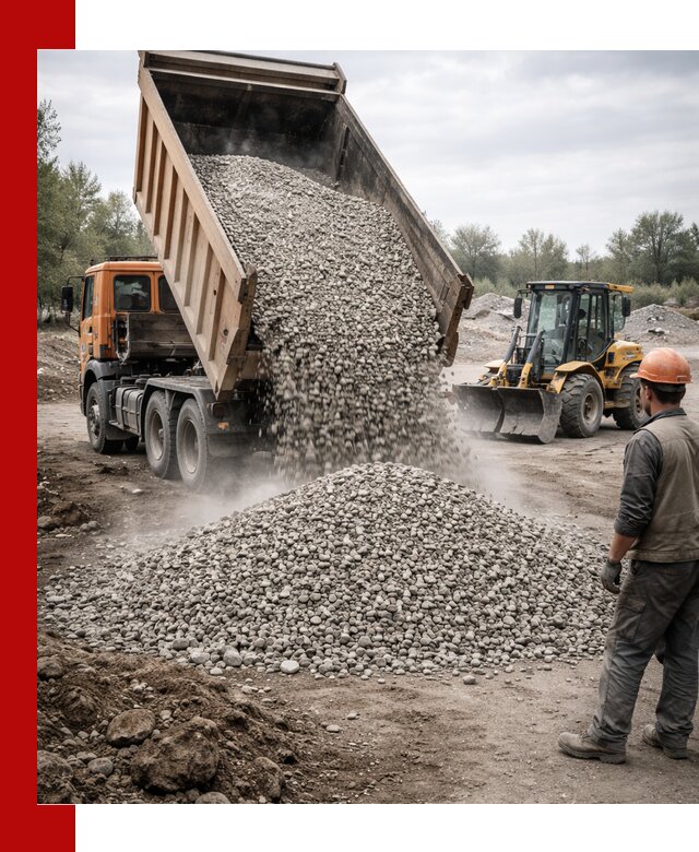 Доставка щебня в Курганинске крупными и мелкими фракциями