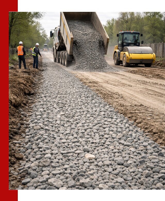 Доставка щебня для отсыпки дорог в Курганинске высокого качества