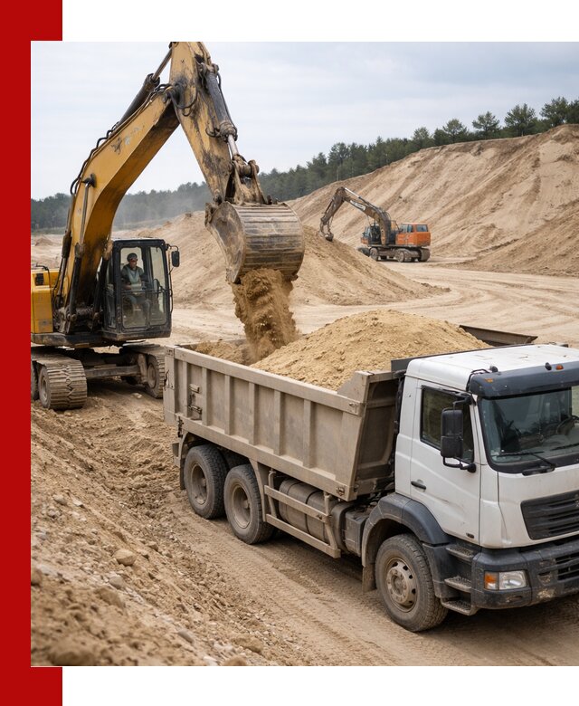 Доставка карьерного песка с самосвалами и разгрузкой в Курганинске