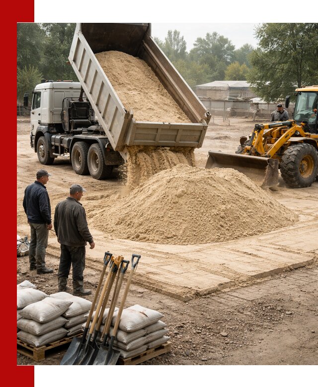 Доставка мытого песка в Курганинске с самосвалами по выгодной цене