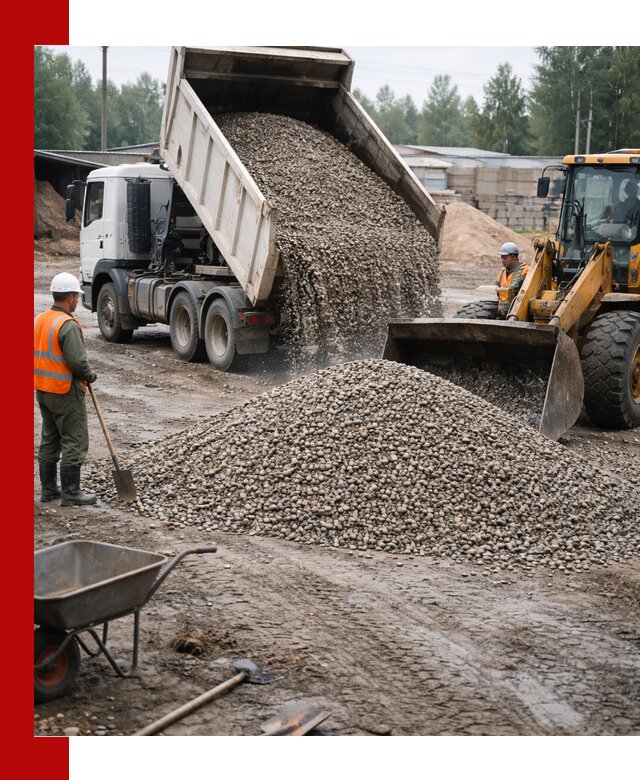 Мытый гравий с доставкой в Курганинске от карьера до участка