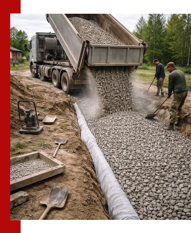 Гравий для дренажа с доставкой в Курганинске качественный и недорогой
