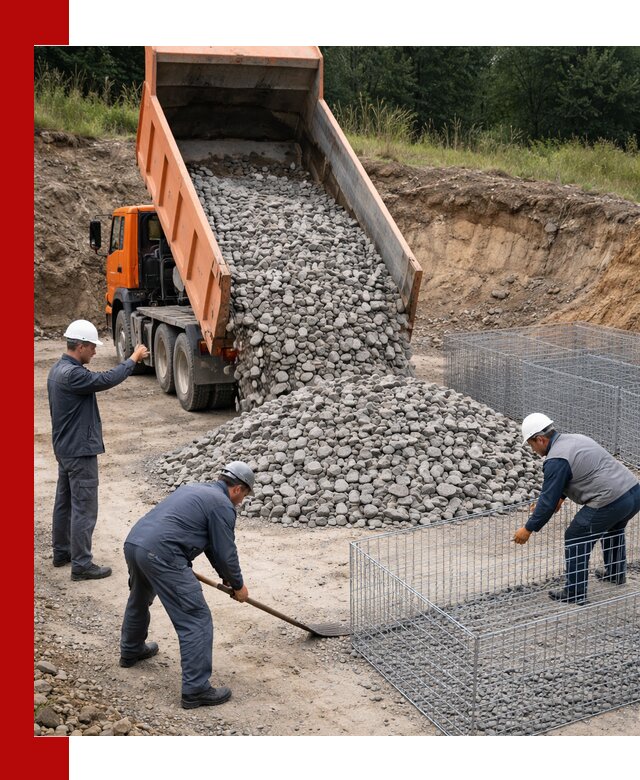 Камень для габионов с доставкой в Курганинске быстро и надёжно