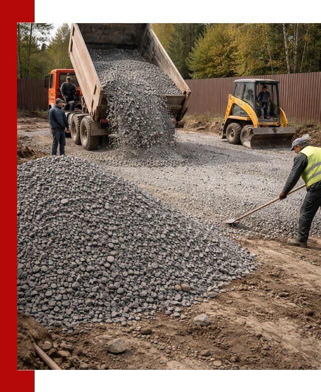 Отсыпка участка щебнем с доставкой и уплотнением в Курганинске