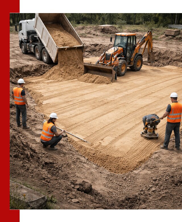 Устройство песчаной подушки для фундаментов и дорог в Курганинске